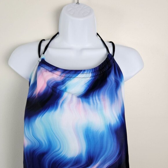 Womens Tankini Two Piece Swimsuit Plus Size 5XL Wave Pattern Comfortable Fit - Picture 4 of 10